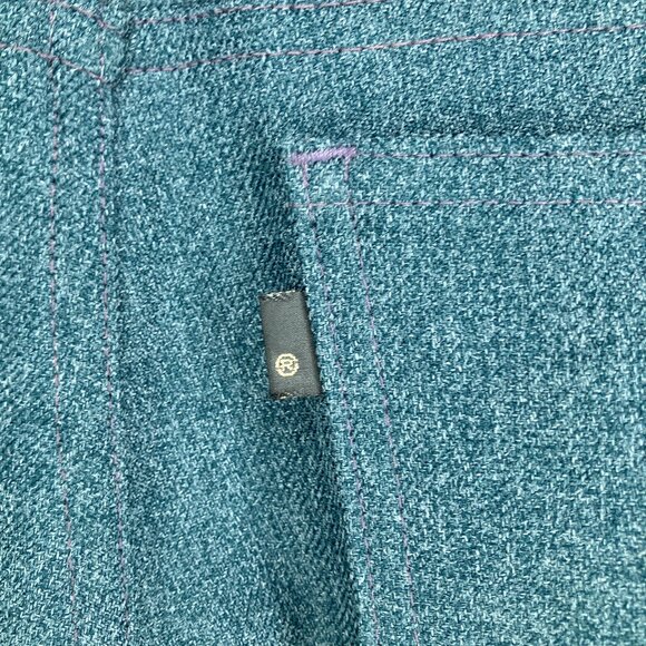 Vintage 70s Levi's Black Tab Men's 36 X 30 Dacron Polyester Blue Bootcut Pants - Picture 3 of 5